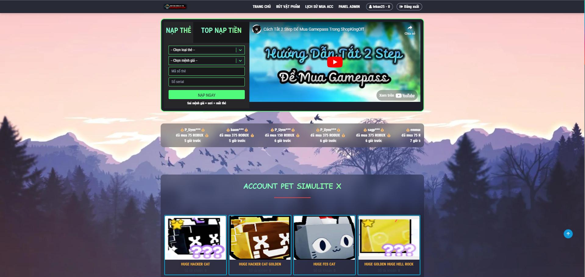 Shop bán acc game v1
