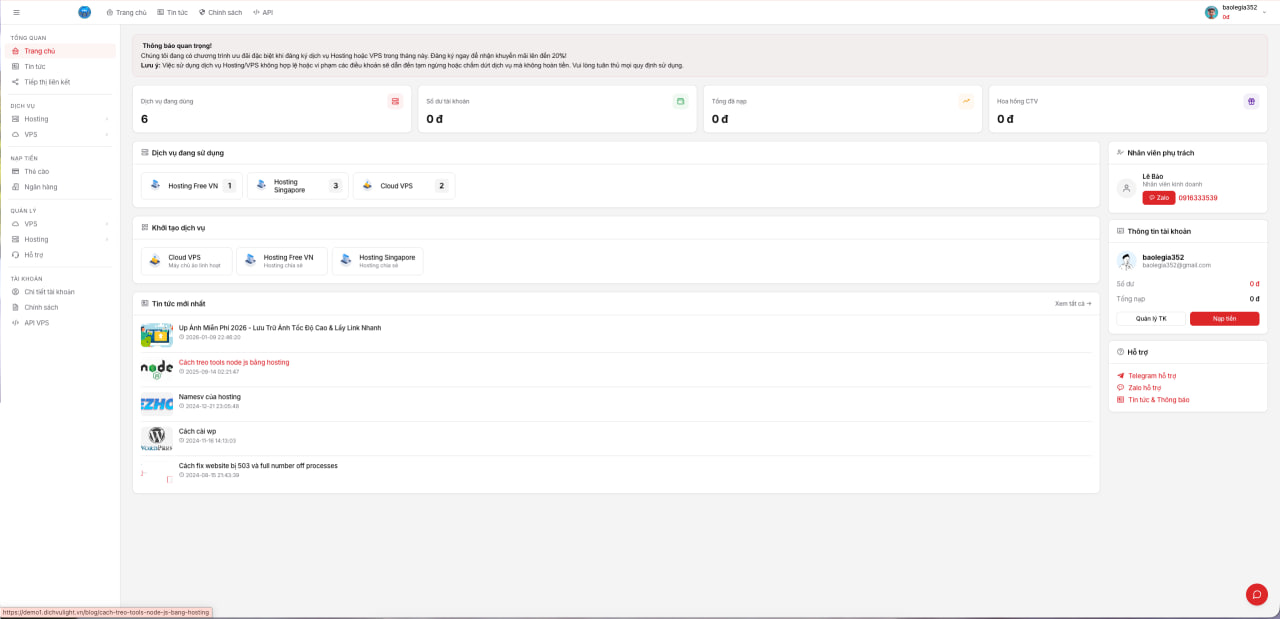 Code bán Hosting, Vps Auto